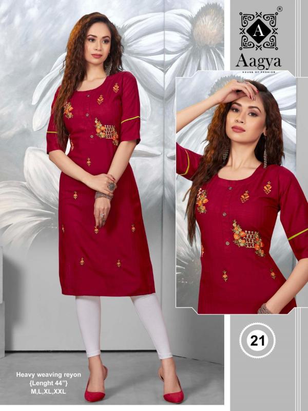 Aagya Barbie Girl Fancy Rayon Designer Embroidery Kurti Collection